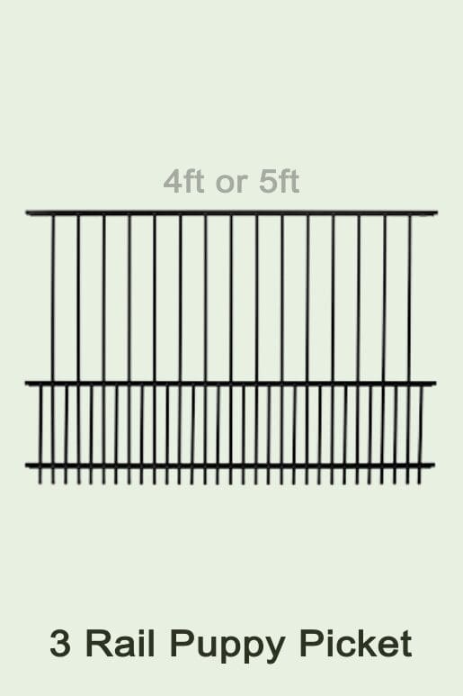 3 rail puppy picket Aluminum Fence Style